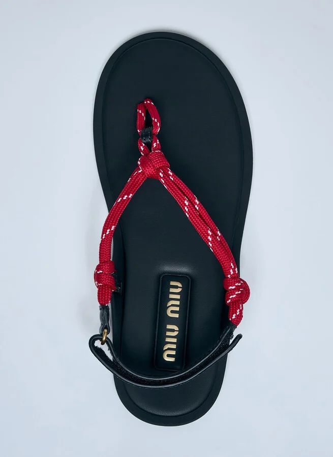 Miu Miu Riviere Cord And Leather Sandals - Woman Sandals Red Eu - 36 - Image 5