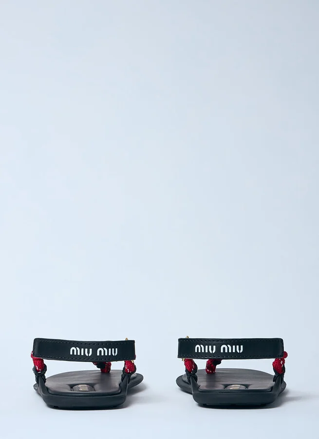 Miu Miu Riviere Cord And Leather Sandals - Woman Sandals Red Eu - 36 - Image 6