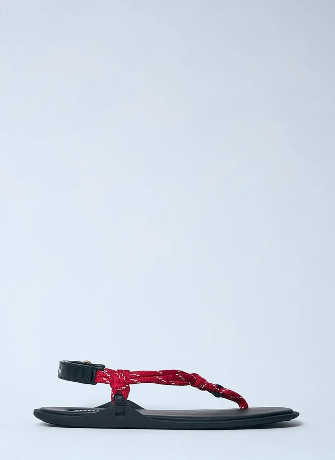 Miu Miu Riviere Cord And Leather Sandals - Woman Sandals Red Eu - 36