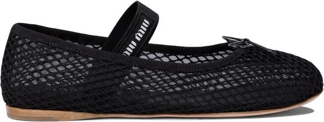 Miu Miu Round-Toe Mesh-Designed Ballet Flats