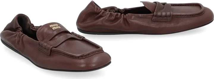 Miu Miu Ruches Leather Loafers - Image 3