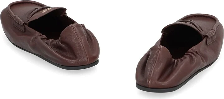 Miu Miu Ruches Leather Loafers - Image 4