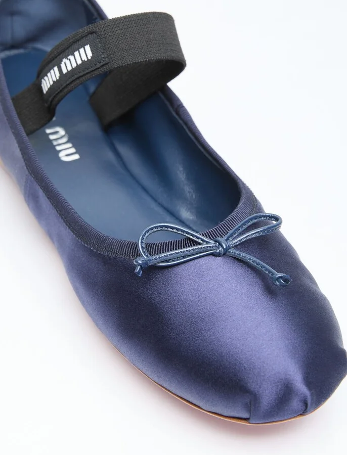 Miu Miu Satin Ballerina Flats - Woman Flats Blue Eu - 37 - Image 2