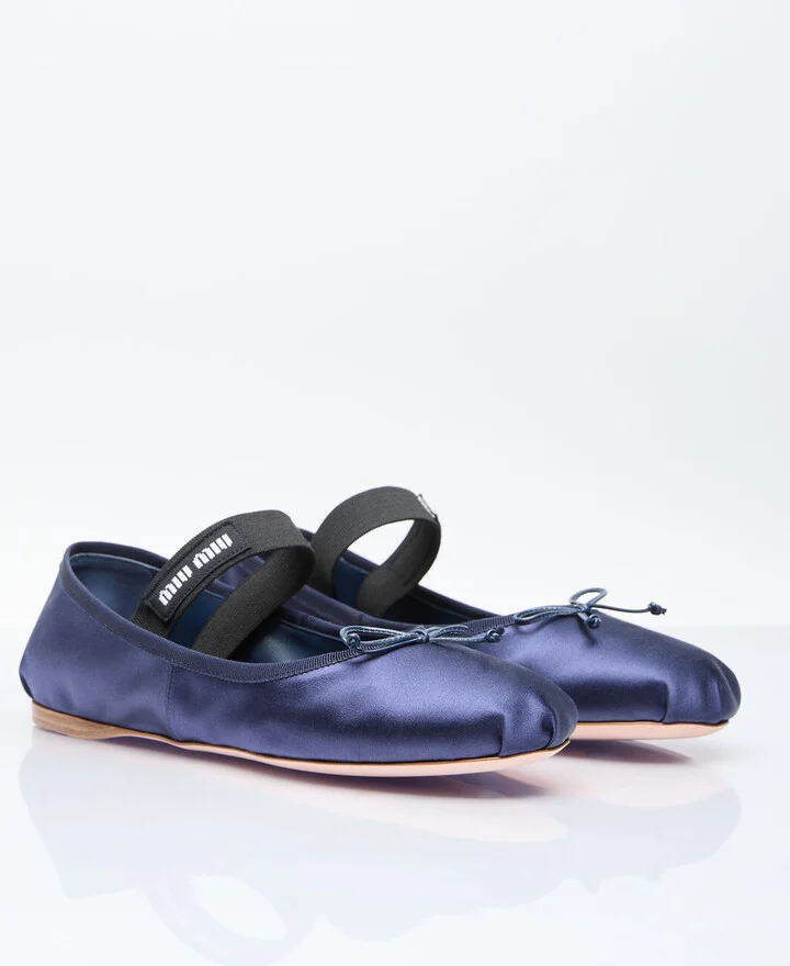 Miu Miu Satin Ballerina Flats - Woman Flats Blue Eu - 37 - Image 3