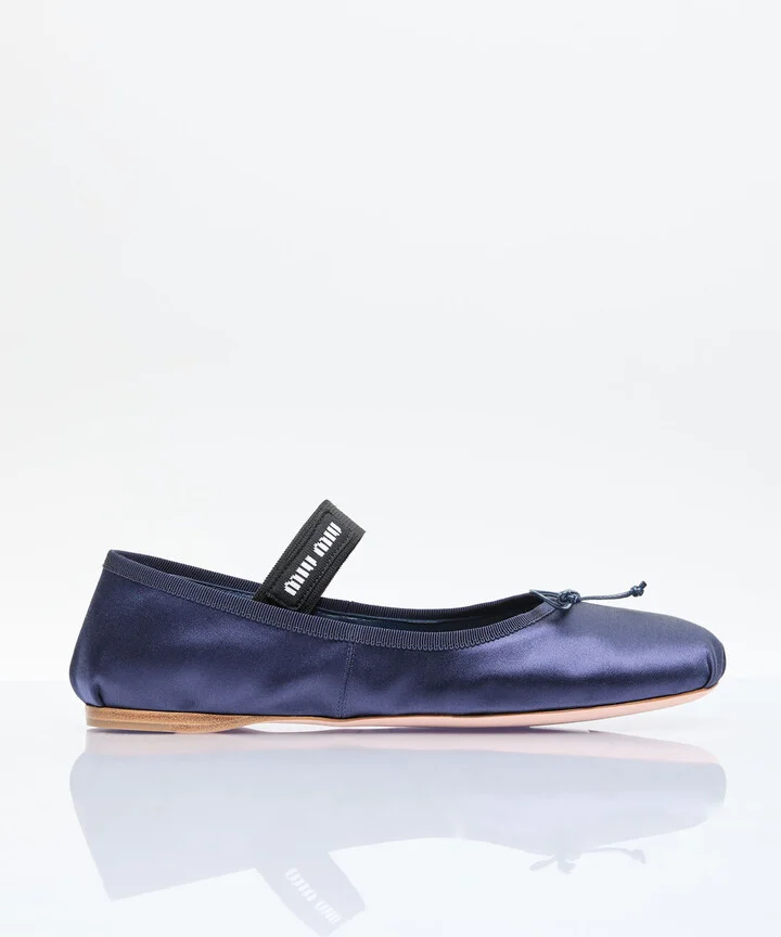 Miu Miu Satin Ballerina Flats - Woman Flats Blue Eu - 37