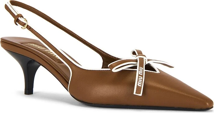 Miu Miu Slingback Kitten Heel in Brown - Image 2