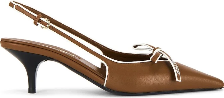 Miu Miu Slingback Kitten Heel in Brown