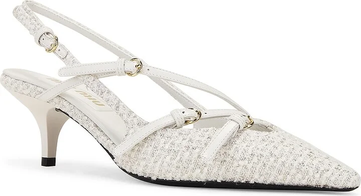 Miu Miu Slingback Kitten Heel in White - Image 2