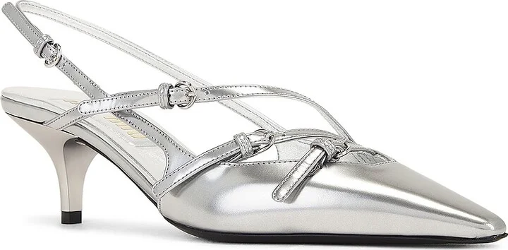 Miu Miu Slingback Pump in Metallic Silver - Image 2