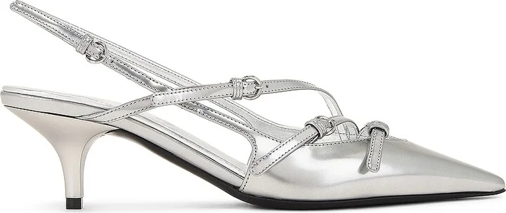 Miu Miu Slingback Pump in Metallic Silver