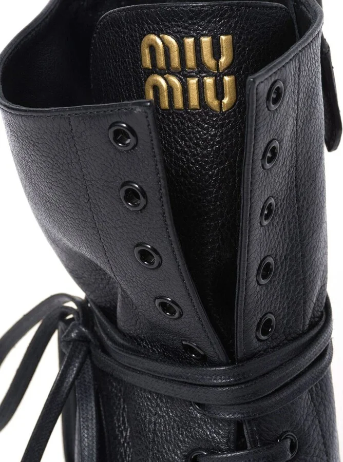 Miu Miu Stivaletti (16-2Laced-Up Leather Stiletto Boots8) - Image 4