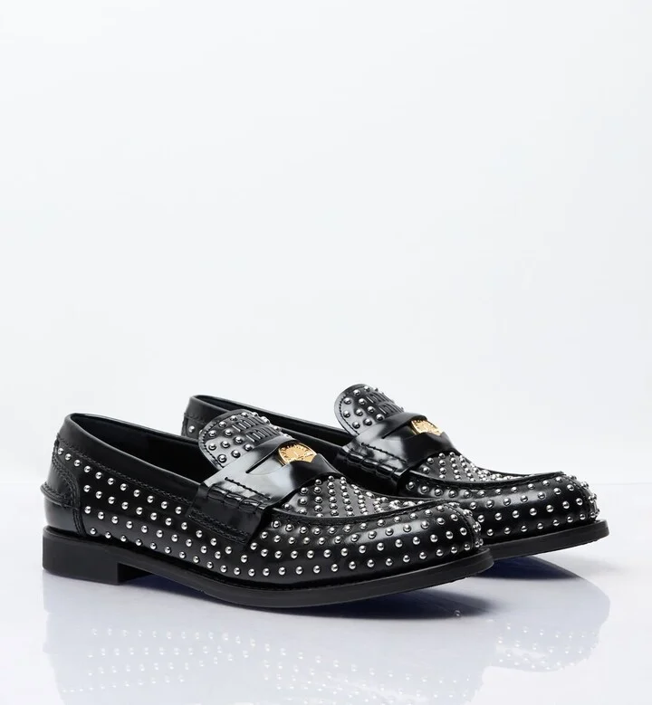 Miu Miu Studded Leather Loafers - Woman Loafers Black Eu - 37 - Image 3