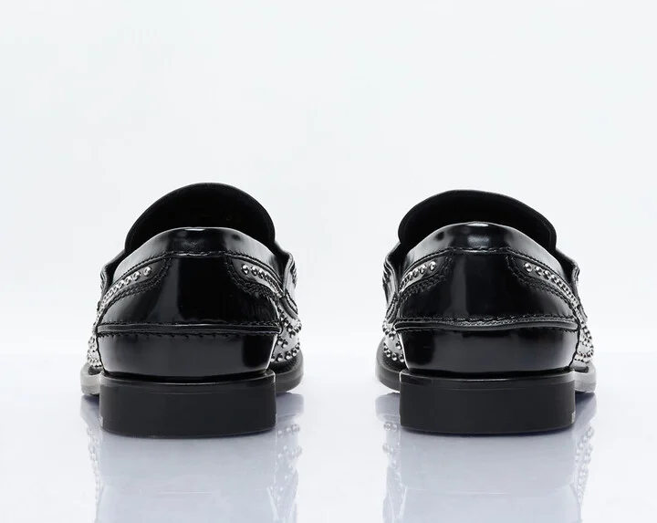 Miu Miu Studded Leather Loafers - Woman Loafers Black Eu - 37 - Image 5