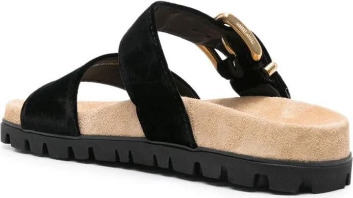 Miu Miu Suede Buckle Sandals - Image 3