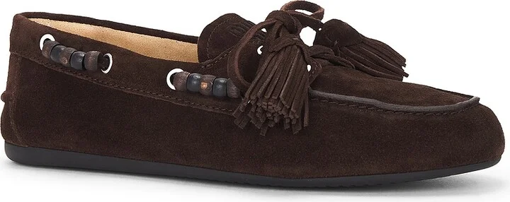 Miu Miu Suede Mocassin in Chocolate - Image 2