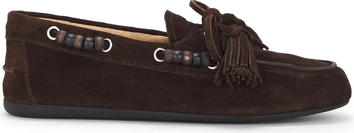 Miu Miu Suede Mocassin in Chocolate