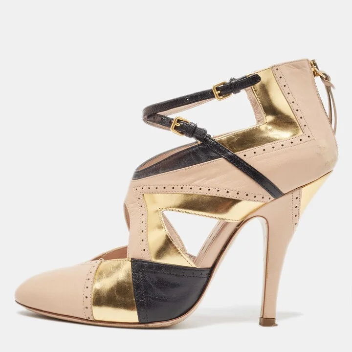 Miu Miu Tricolor Leather Cut Out Pumps Size 38.5