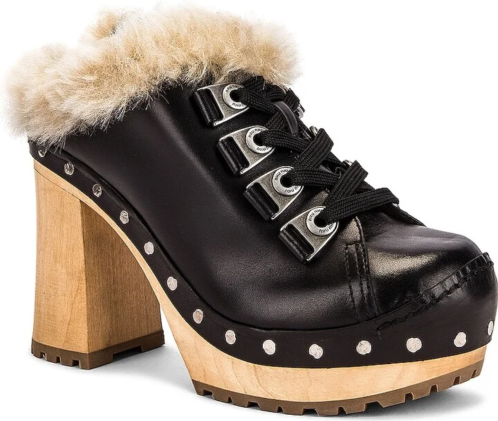 Miu Miu Winter Platform Mules in Black - Image 2