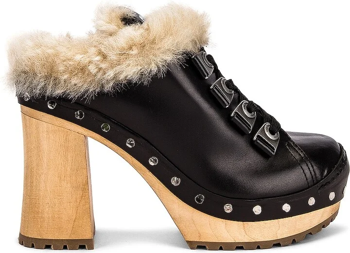 Miu Miu Winter Platform Mules in Black