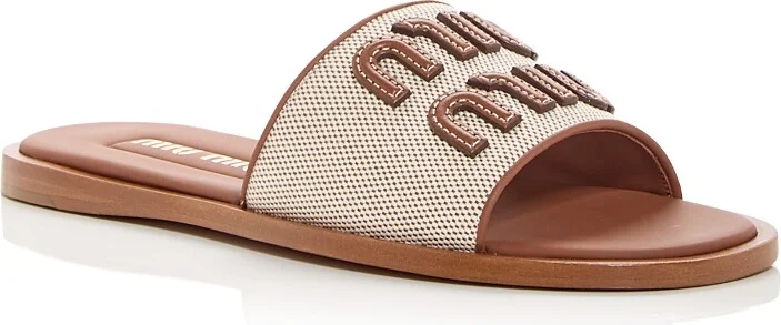 Miu Miu Women's Logo Slide Sandals