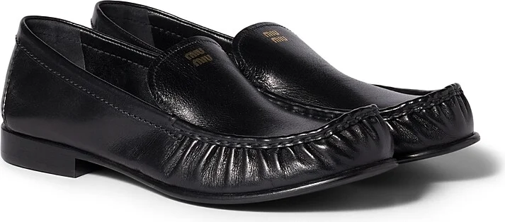 Miu Miu Women's Mocassini Leather Moccasin Loafers