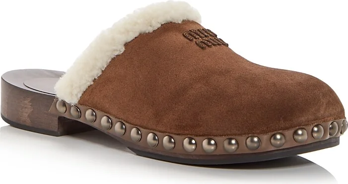 Miu Miu Women's Moccasters Shearling Clogs