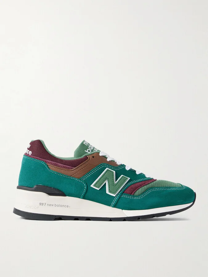 MiUS 997 Rubber-Trimmed Suede and Mesh Sneakers