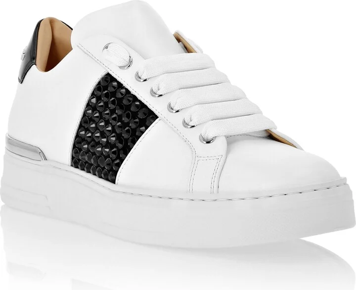 Mix Leather Lo-Top Sneakers Crystal