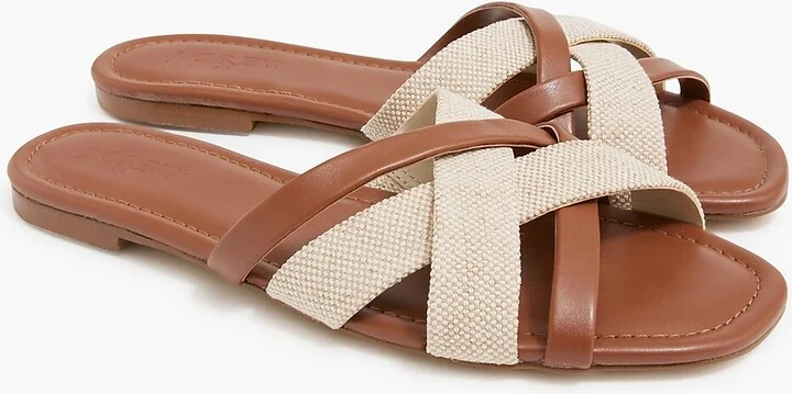 Mixed crisscross slide sandals