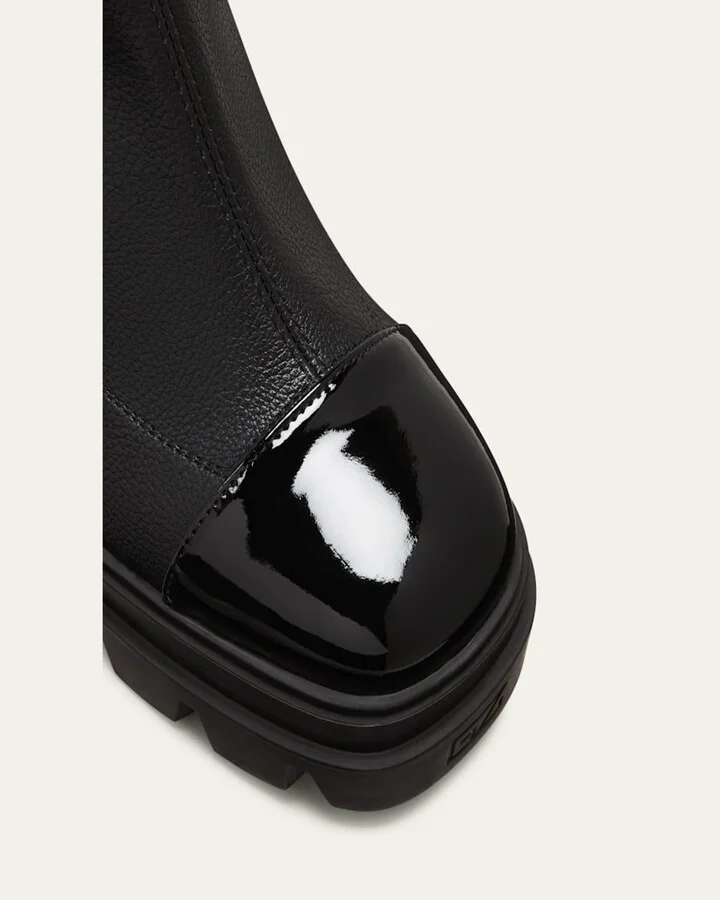 Mixed Leather Cap-Toe Platform Booties - Image 9