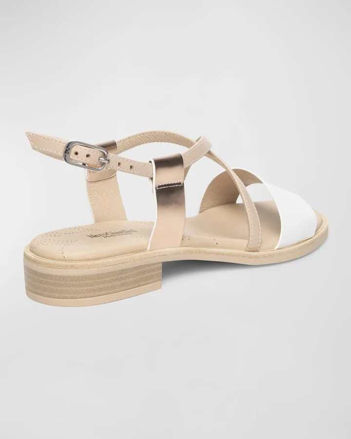 Mixed Leather Crisscross Slingback Sandals - Image 4