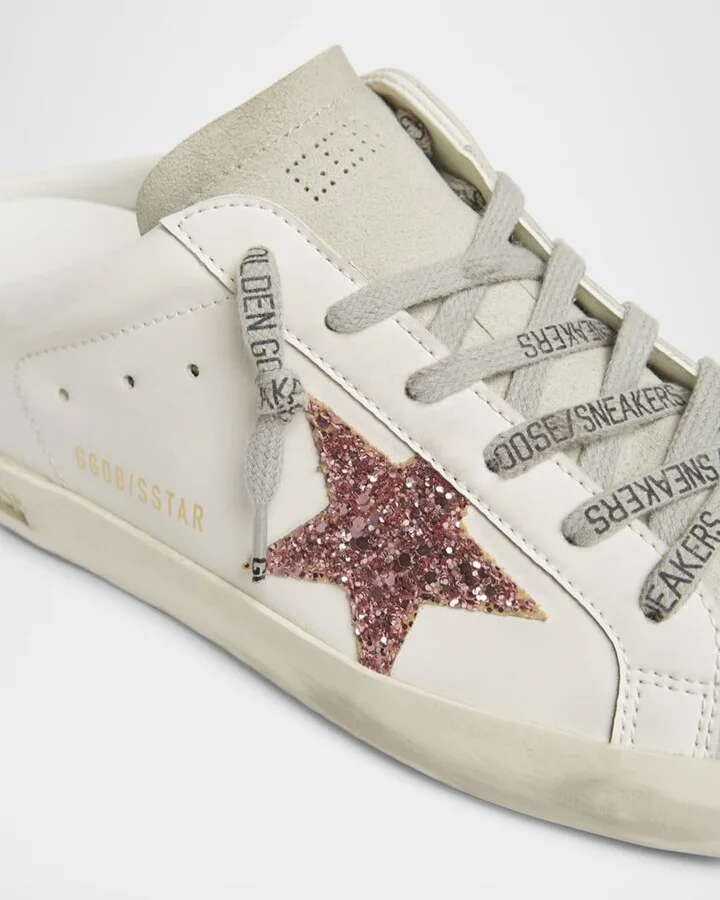 Mixed Leather Glitter Mule Sneakers - Image 4