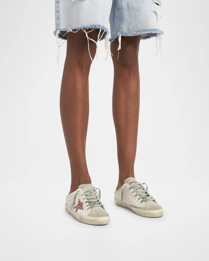Mixed Leather Glitter Mule Sneakers - Image 7