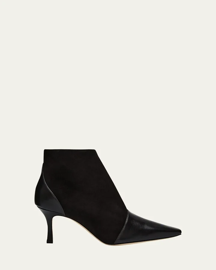 Mixed Leather Kitten Booties