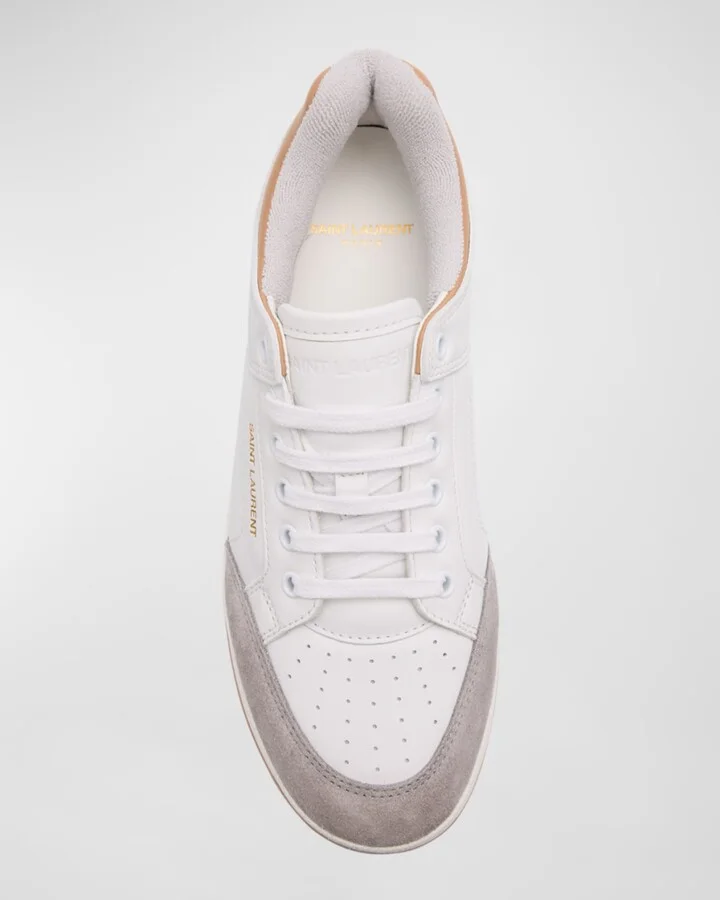 Mixed Leather Low-Top Sneakers - Image 5