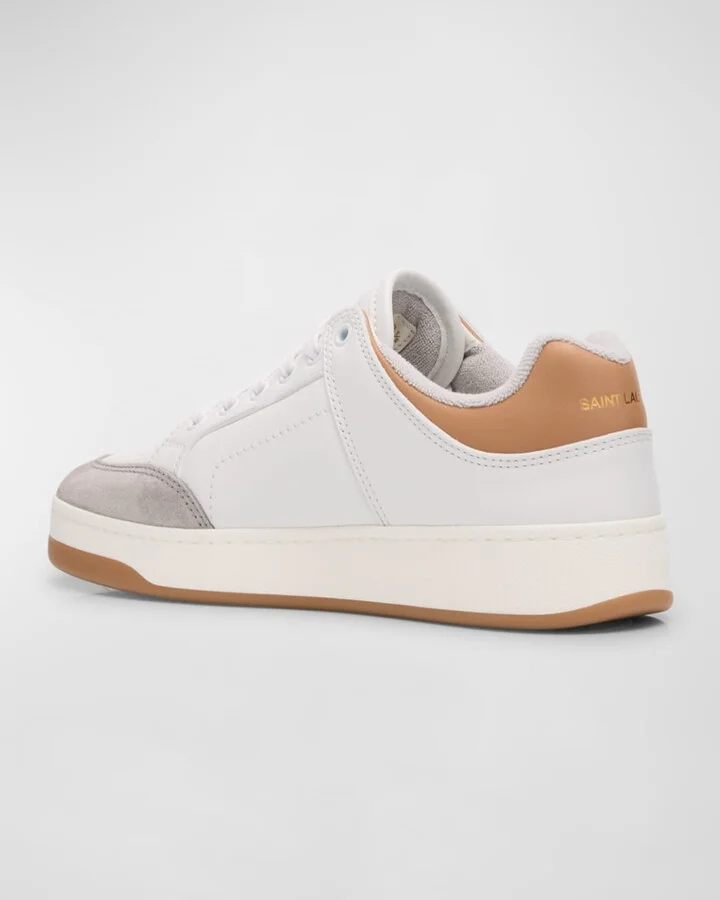 Mixed Leather Low-Top Sneakers - Image 9