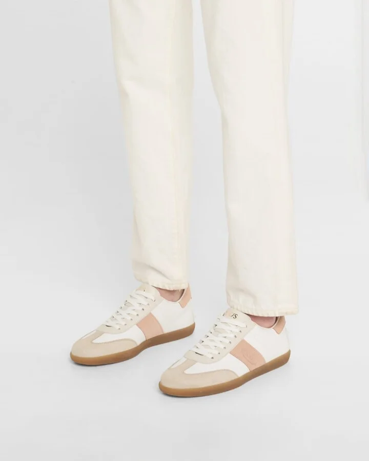 Mixed Leather Low-Top Sneakers - Image 2