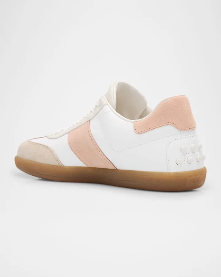Mixed Leather Low-Top Sneakers - Image 4
