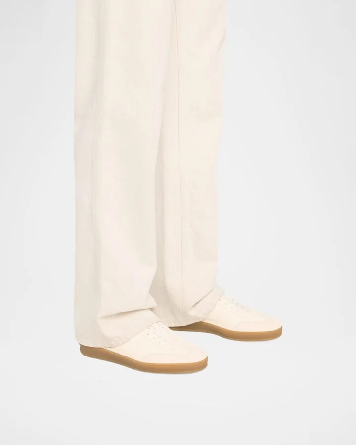 Mixed Leather Low-Top Tennis Sneakers - Image 3