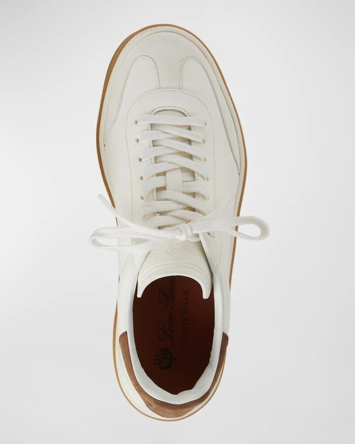 Mixed Leather Low-Top Tennis Sneakers - Image 9