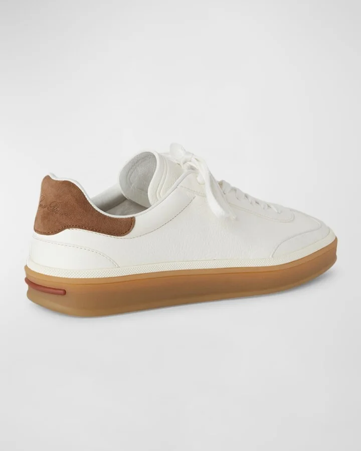 Mixed Leather Low-Top Tennis Sneakers - Image 11