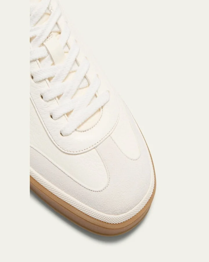 Mixed Leather Low-Top Tennis Sneakers - Image 5