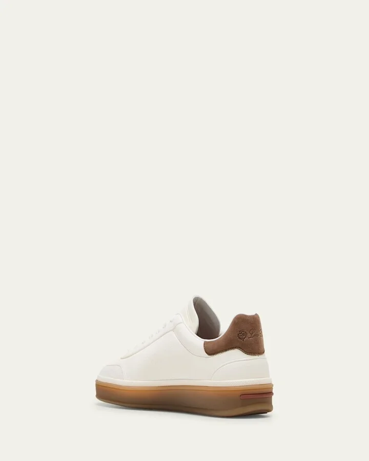 Mixed Leather Low-Top Tennis Sneakers - Image 6