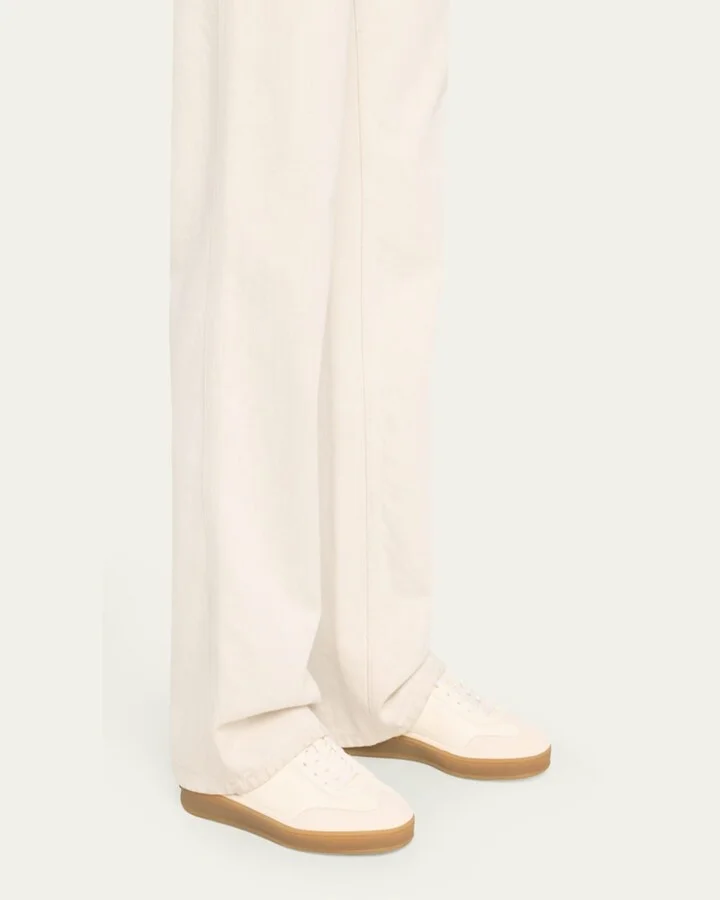 Mixed Leather Low-Top Tennis Sneakers - Image 7