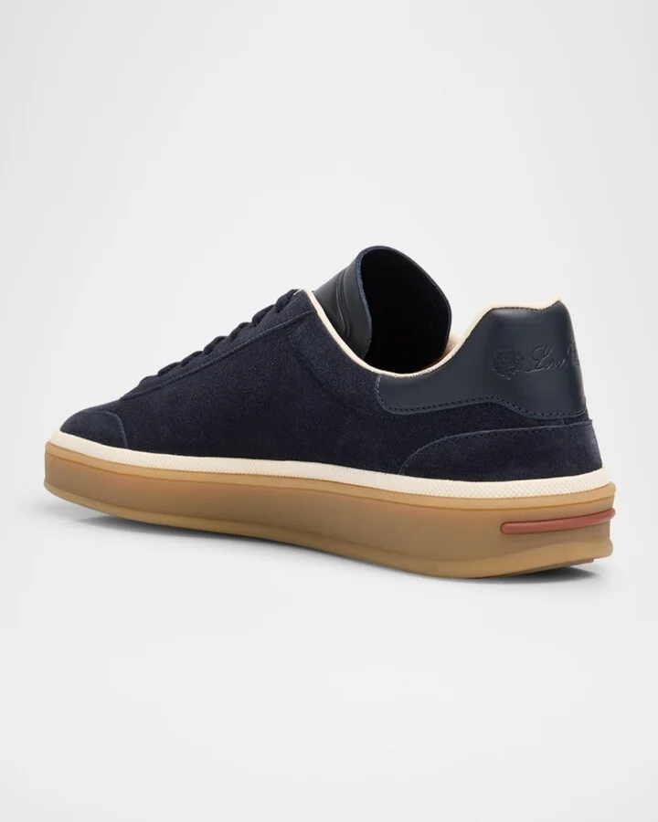 Mixed Leather Low-Top Tennis Sneakers - Image 2