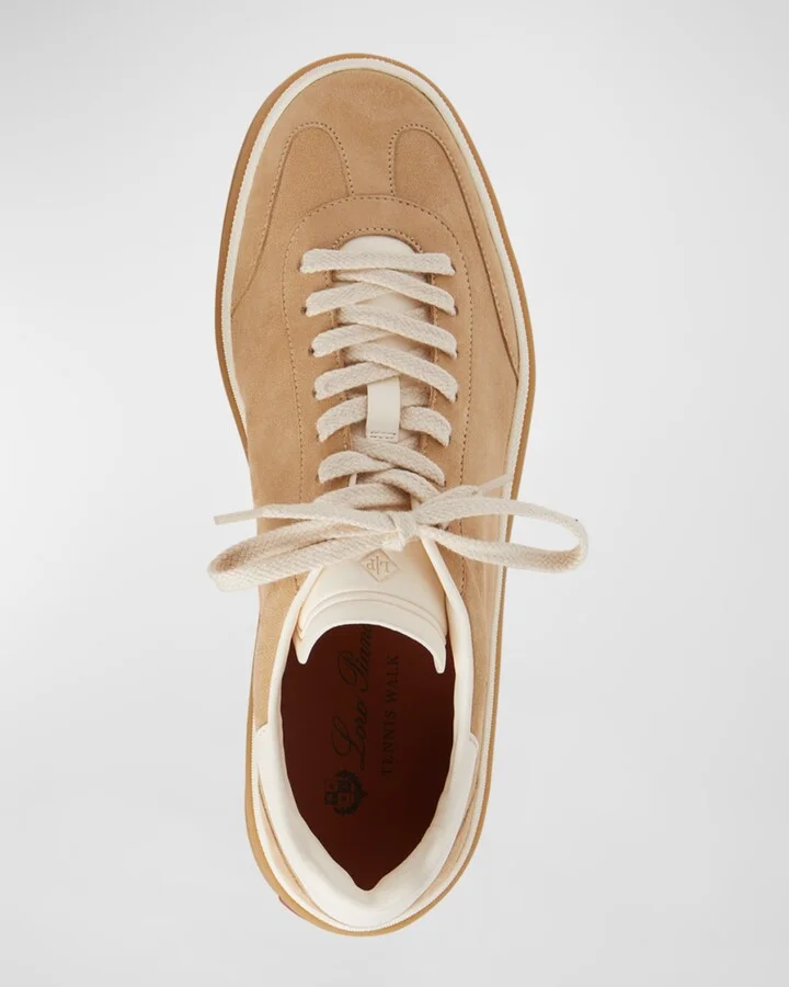 Mixed Leather Low-Top Tennis Sneakers - Image 4