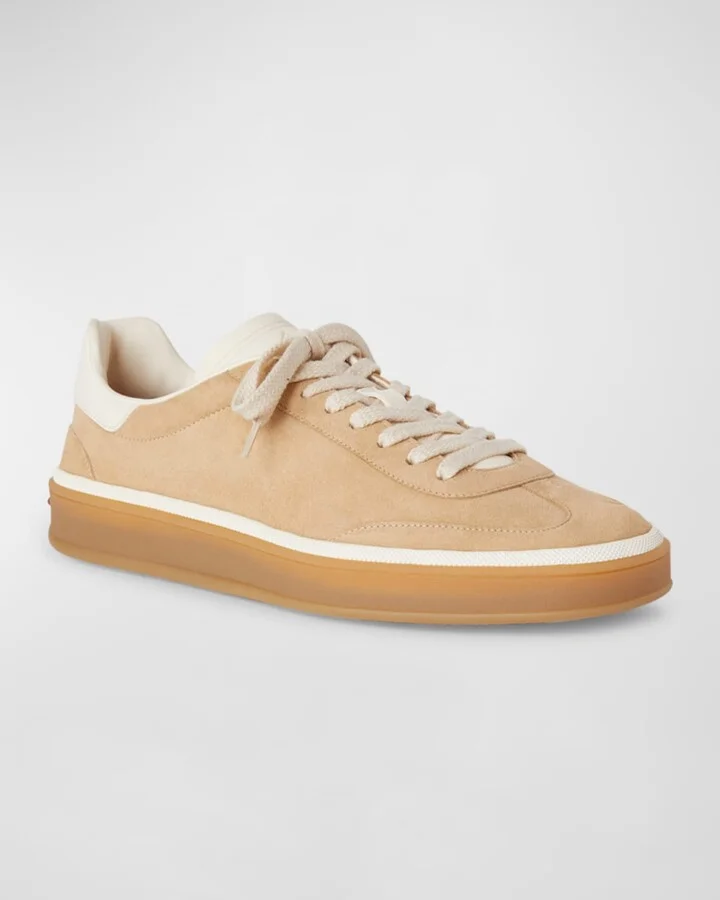 Mixed Leather Low-Top Tennis Sneakers - Image 5