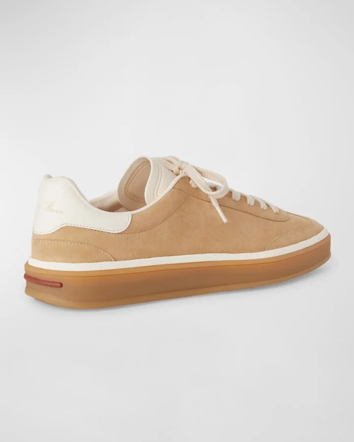 Mixed Leather Low-Top Tennis Sneakers - Image 6
