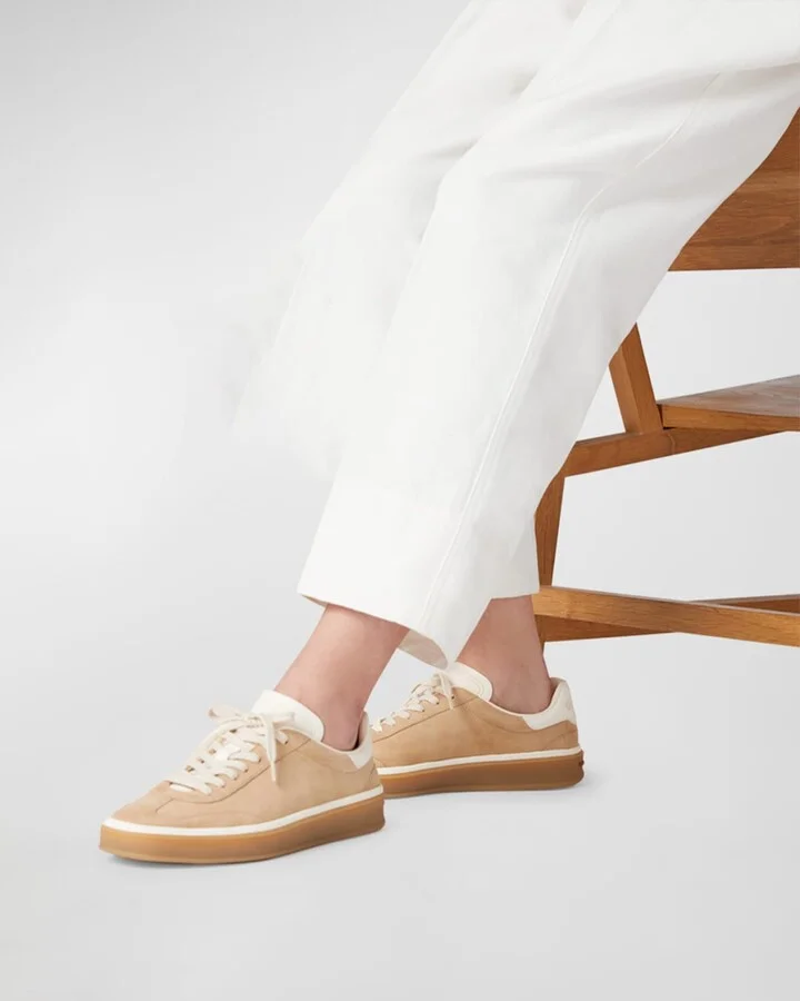 Mixed Leather Low-Top Tennis Sneakers - Image 8