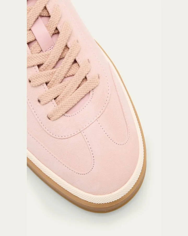 Mixed Leather Low-Top Tennis Sneakers - Image 3